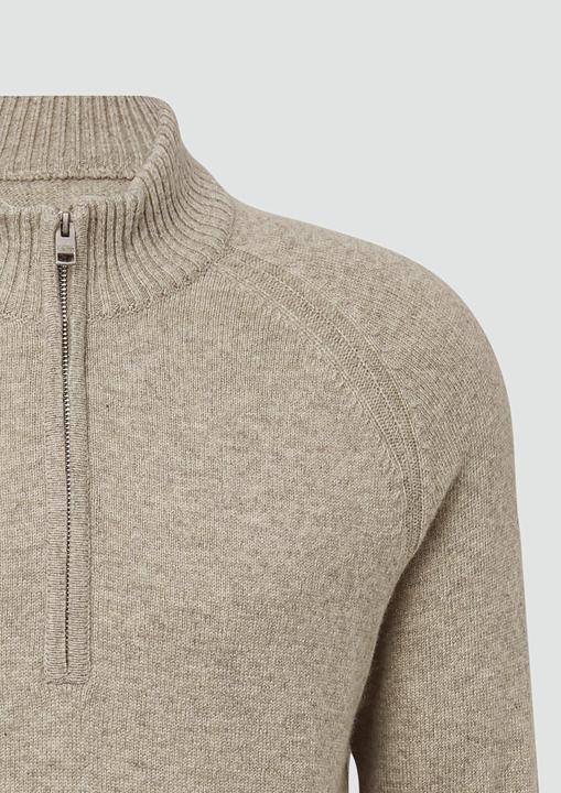 Produktbild s.Oliver Strickpullover Strickpullover aus reiner Wolle mit Troyer-Kragen (M)