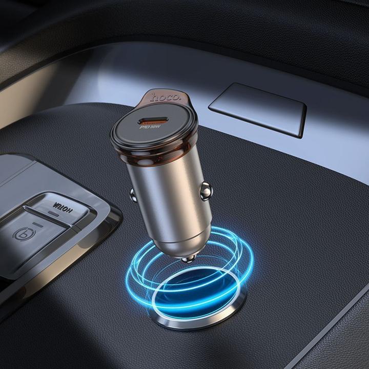 Produktbild Hoco Auto charger car charger 2 x Type C + cable Type C to Lightning PD QC 45W NZ16B metal gray
