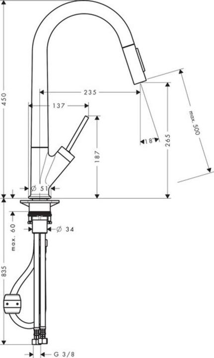 Image du produit Axor Mitigeur monocommande pour évier STARCK DN 15, avec douchette extractible chromé