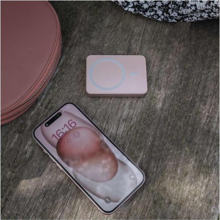 Actual product image Emos Powerbank WI 522, 5 000 mAh, 20 W+Wireless, lachs (5000 mAh, 20 W, 19.25 Wh)
