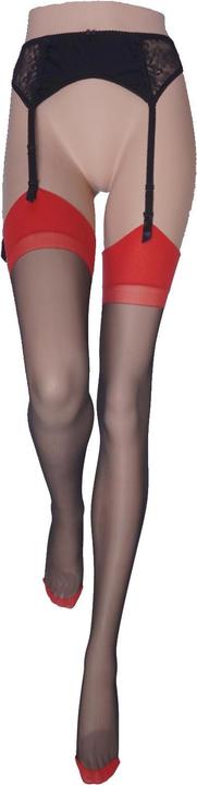Image du produit Levee Back to the fifties Bas nylon, couleur 1601 rouge-noir, taille 180 - 188cm (15 DEN, L)