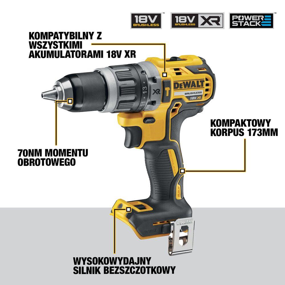 Thumbnail - DeWalt, Bohrmaschine + Akkuschrauber, XR 18V Schlagschrauber, (DCD796E1T-XJ) 1x1,7Ah, Li-Ion, POWERSTACK (Akkubetrieb)