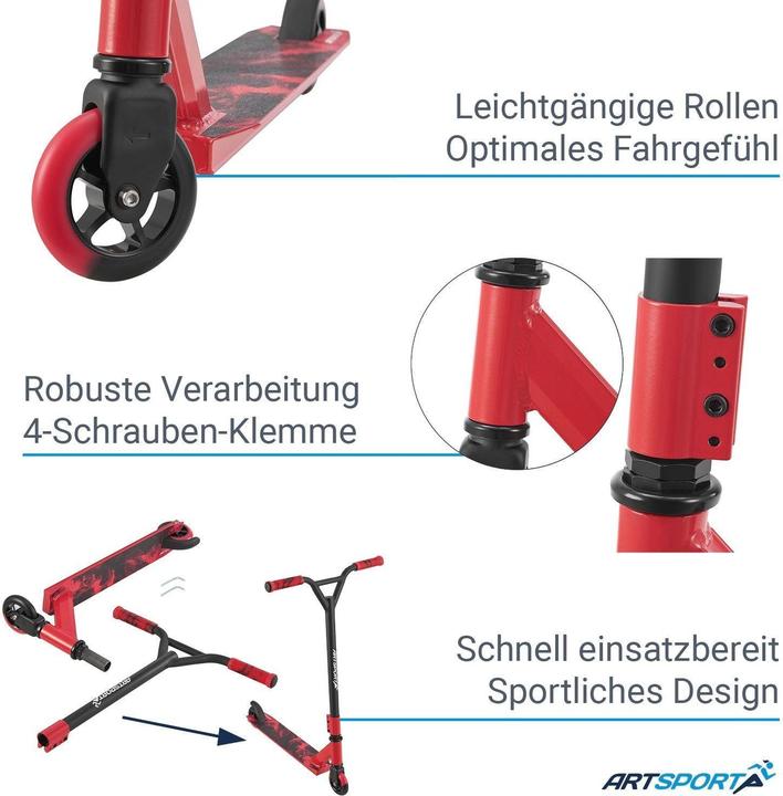 Produktbild Juskys Stunt Scooter mit 360° Lenkung