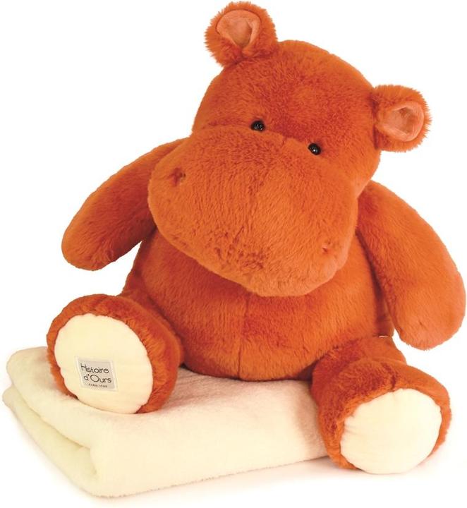 Doudou et Compagnie Hippo mit Kuscheldecke terracotta, 45cm (45 cm)