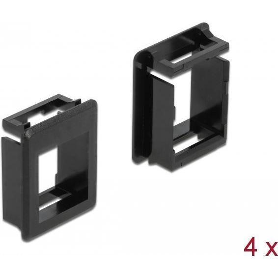 Delock Modulblende Snap-in-Halterung - Schrankmontage - Schwarz (Packung mit 4), Netzwerk Zubehör