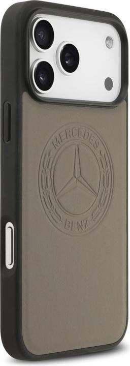 Productafbeelding Mercedes Case Leather Vintage Logo MagSafe for iPhone 17 Pro Max taupe (Apple iPhone 17 Pro Max)
