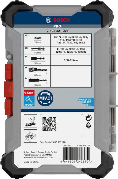 Actual product image Bosch Professional Zubehör PRO Impact Schrauberbit-Set (Allen screw, Cross Phillips PH, Cross Pozidriv PZ)