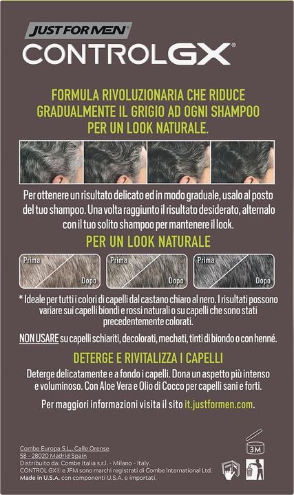 Immagine prodotto Just For Men Controllo GX Colore graduale (118 ml, Shampoo liquido)