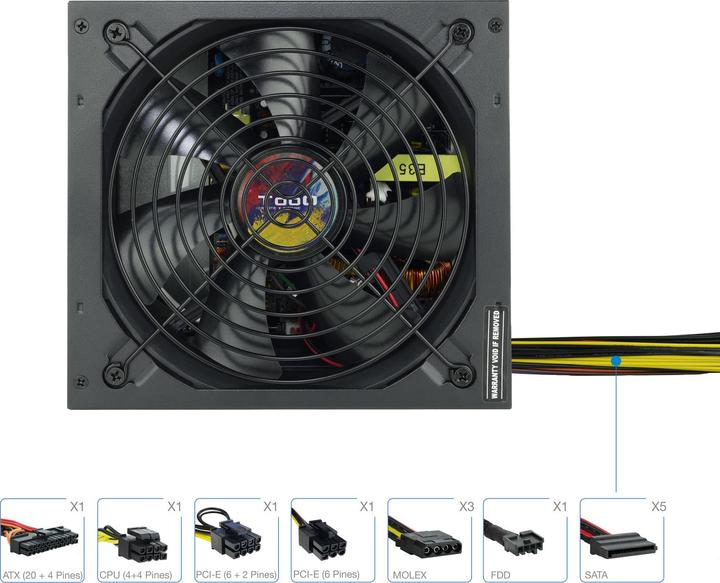 Produktbild Tooq Technology Alimentation ATX TooQ Apolo - 600W (Noir) (600 W)