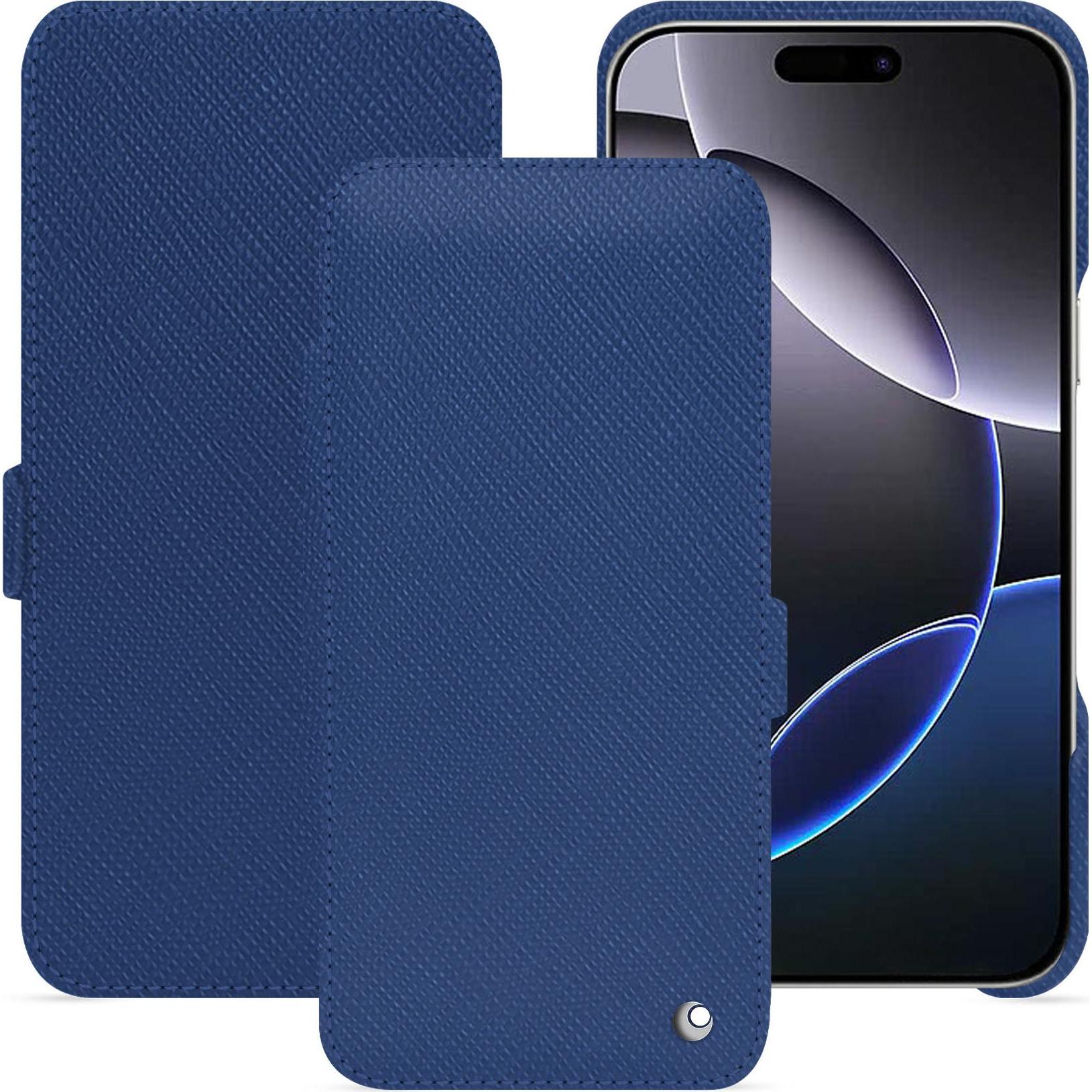 Thumbnail - Noreve Lederschutzhülle horizontal (Apple iPhone 16 Pro Max), Smartphone Hülle, Blau