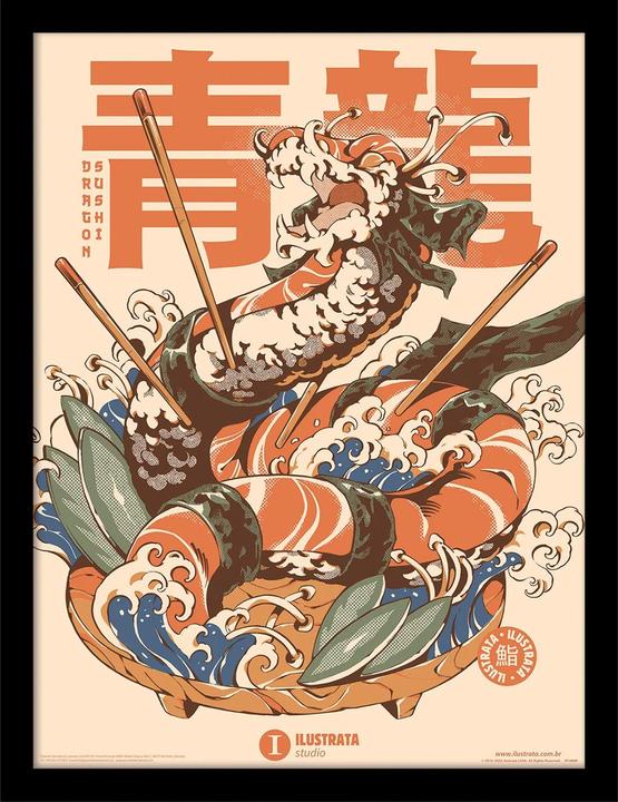 Ilustrata Gerahmtes Poster Dragon Sushi (40 x 30 cm)