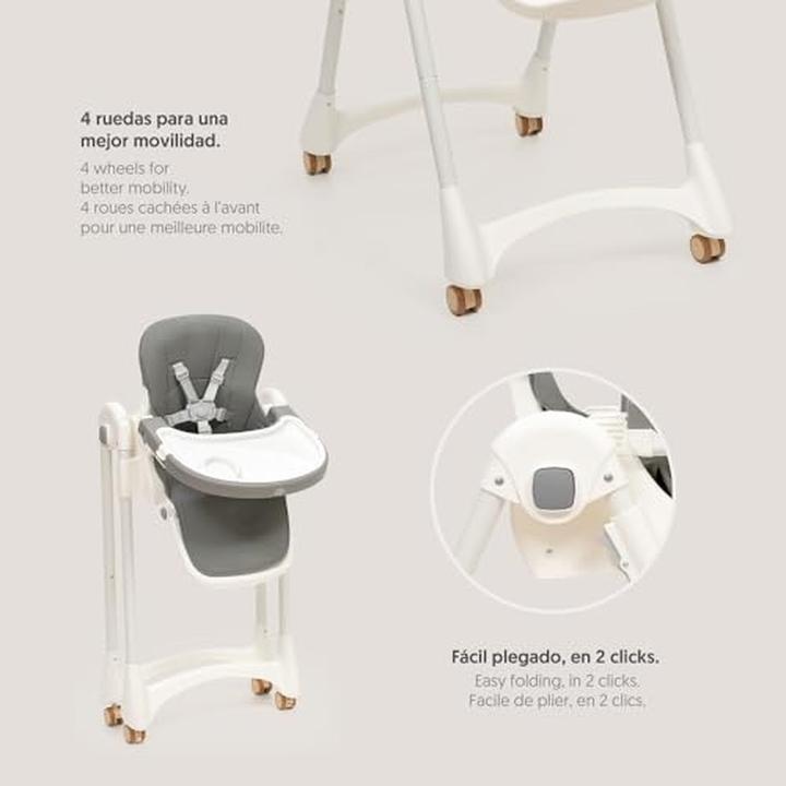 Productafbeelding Interbaby Evolutiver Klappbarer Kinderstuhl mit verstellbarer Rückenlehne, Beinen und Tablett, Sicherheitsgurt (Kinderstoel)