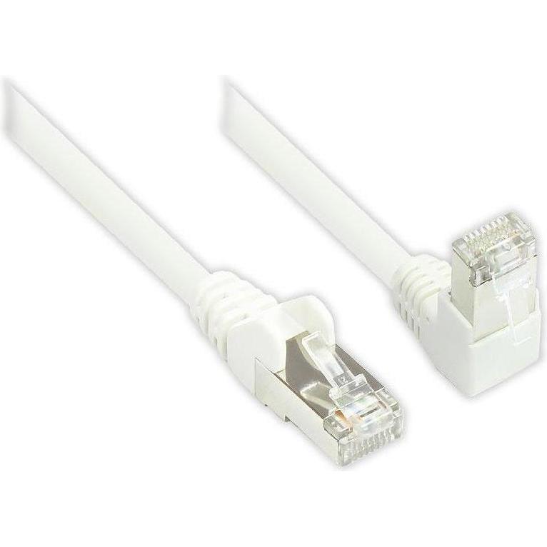 Varia Patchkabel, Cat. 6, S/FTP, PiMF, einseitig 90° nach unten gewinkelt, weiss, 0,5m (S/FTP, CAT6, 0.50 m), Netzwerkka...