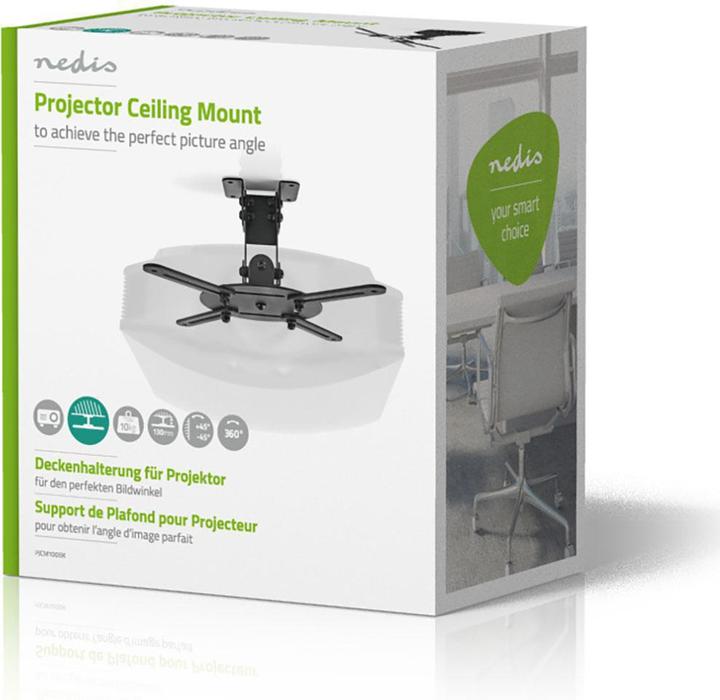 Produktbild Nedis Projektorhalterung | Vollbeweglich | 10 kg | drehbar | kippbar | Stahl | Schwarz (Decke)