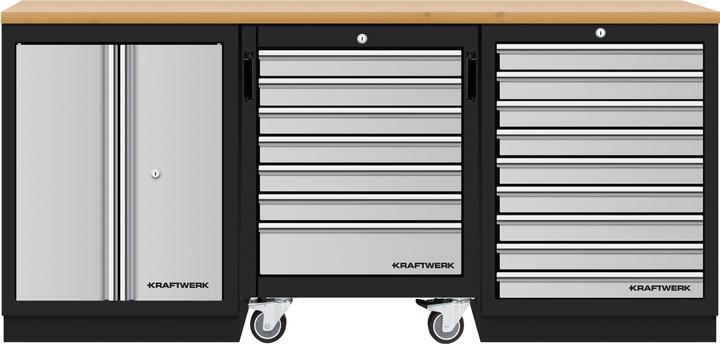 Kraftwerk Mobilio Combiné 3 places avec servante d'atelier, hêtre multiplex, vols (45.80 cm, 91 cm)