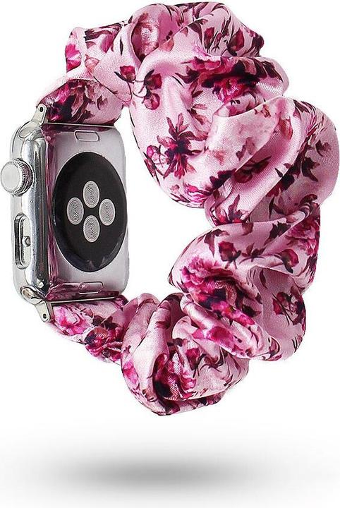 Produktbild PhoneLook Blumen scrunchies armband rosa 42mm / 44mm / 45mm (42 mm, 44 mm, 45 mm, Stoff)