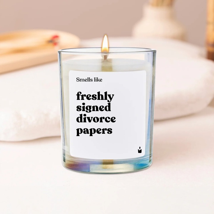 Actual product image Chatty Candles Woody scented candle Smells like freshly signed divorce papers