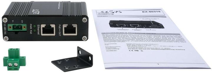 Actual product image Exsys Industrial PoE++ Gigabit Injektor 95W (802.3af (PoE), 802.3at (PoE+), 802.3bt (PoE++), 90 W)