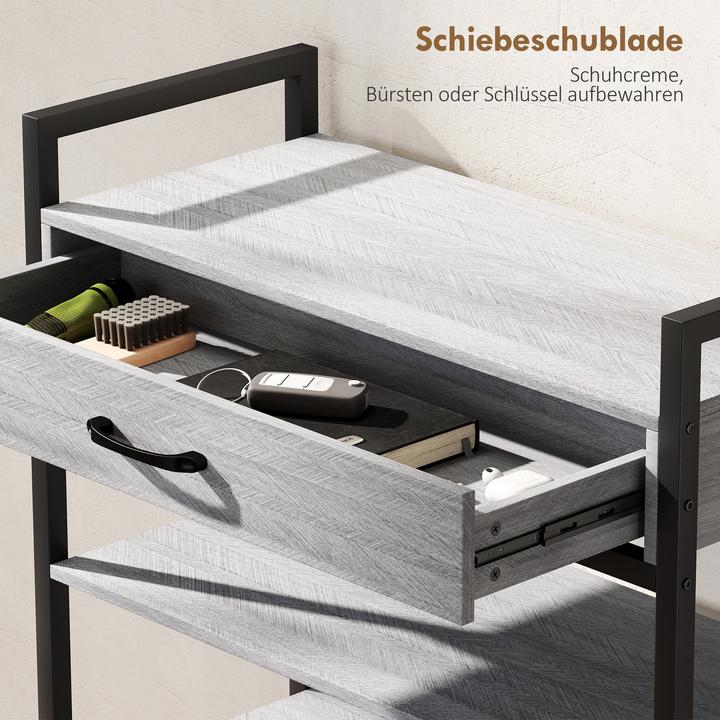 Produktbild Homcom Schuhregal Spanplatte, Metall Grau (30 x 30 x 87.60 cm)