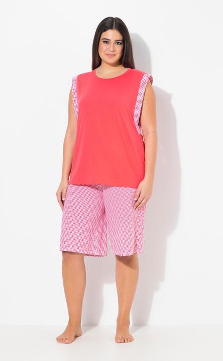 Image du produit Ulla Popken Pyjama deux pièces, short jambe large + T-shirt sans manches et décolleté rond (42, 44)