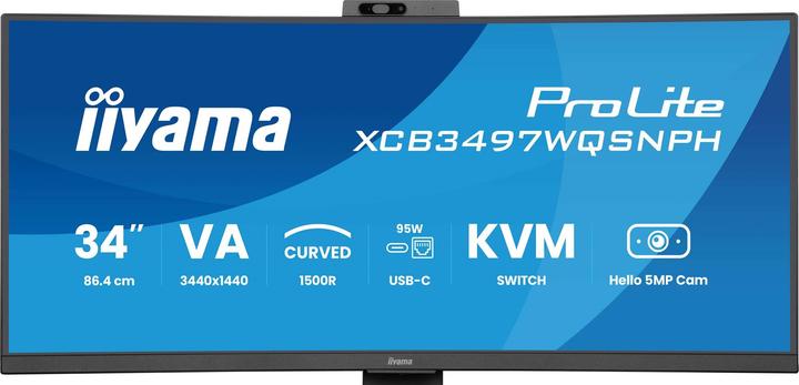 Produktbild iiyama 86,4cm (34") XCB3497WQSNPH-B1 21:9 2xHDMI+DP+USB (3440 x 1440 Pixel, 34")