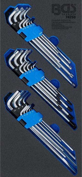 Actual product image BGS Insert 1/3: Angle spanner set, extra long T-profile (for Torx) with hole, hexagon socket