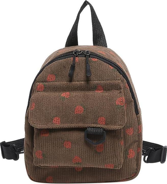 Produktbild Only-Bags.Store Niedliche Erdbeere Druck Samt Mini Rucksack, leichtes Polyester mit verstellbaren Riemen