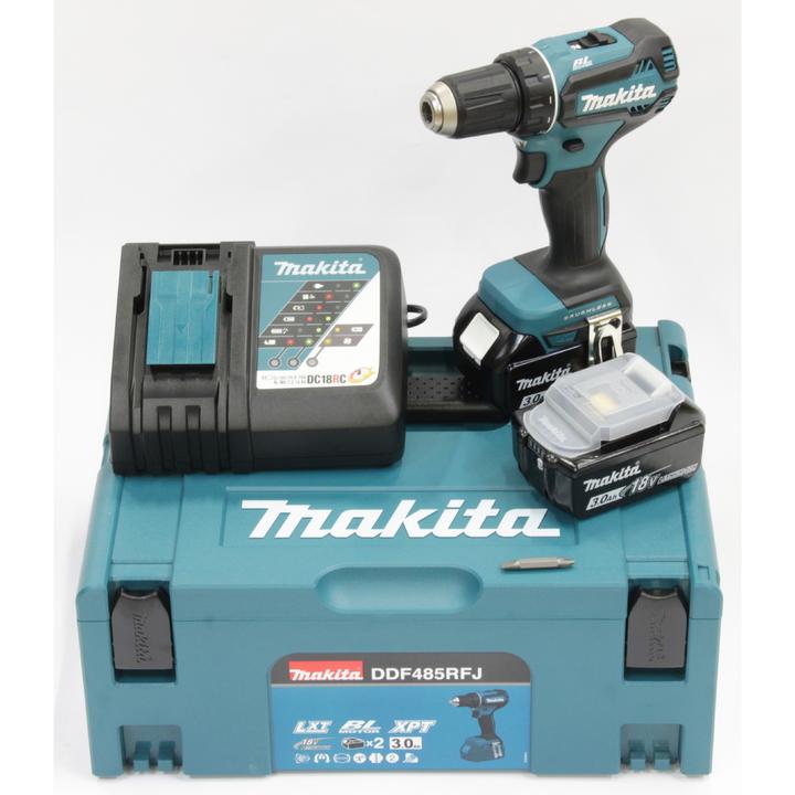 Actual product image Makita DDF485RFJ 2x 3.0 Ah 18V cordless drill screwdriver (Rechargeable battery operated)
