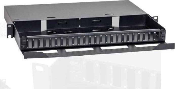 Triton RAB-FO-X67-A1 - Herausziehbares 19"-LWL-Gehäuse 1HE, für 24 x SC Duplex Stecker, RAL9005, schwar