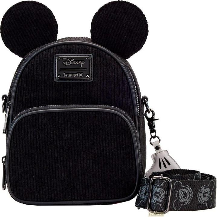 Loungefly Mickey Corduroy Convertible Bag, Black