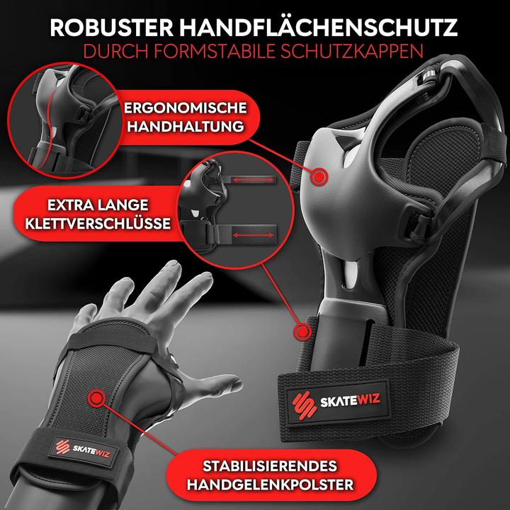 Immagine prodotto Skatewiz Set di protezioni per pattini (XS, Protezioni per i polsi, Ginocchiera, Protettori gomito, 6 pezzi)
