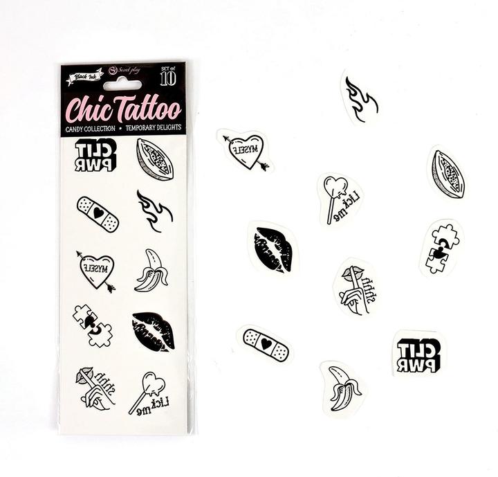 Actual product image Secret play Set Of 10 Candy Collection Temporary Tattoos