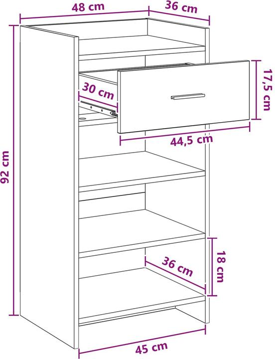 Produktbild vidaXL Schuhlagerung (36 x 48 x 92 cm)