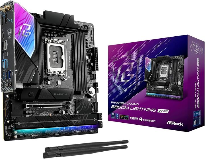 Productafbeelding AsRock B860M Lightning WiFi DDR5 Intel S kleinhandel (LGA 1851, Intel B860, Micro ATX (mATX))