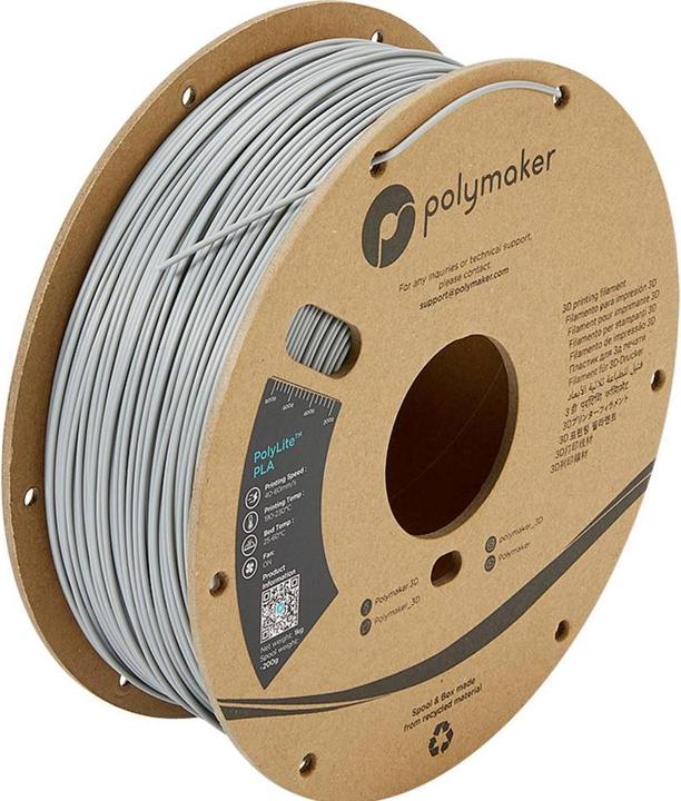 Actual product image Polymaker PolyLite PLA V2 - Grey - 2.85mm (PLA, 2.85 mm, 1000 g)