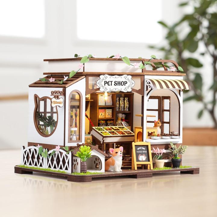 Produktbild Activity Board Puppenhaus Miniatur Bausatz, Puppenhaus Bausatz mit Haustierhaus, Bastelminiatur Modellbausätze für
