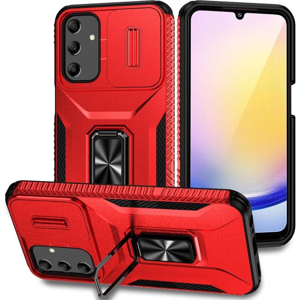 Cover-Discount Galaxy A25 5G - Armor Case mit Kickstand (Samsung Galaxy A25 5G), Smartphone Hülle, Rot