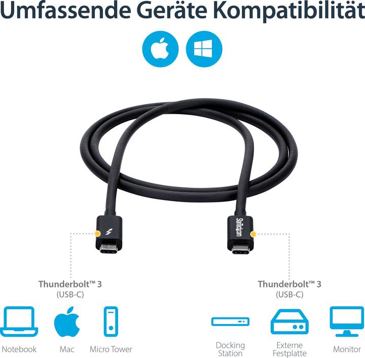 Produktbild StarTech Thunderbolt 3 (1 m, USB 3.2, 100 W)