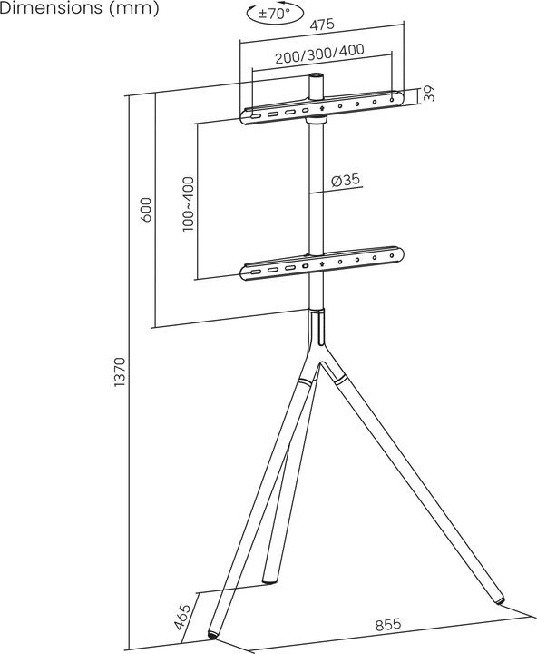 Immagine prodotto SpeaKa Professional SP-TVS-800 TV-Standfuss 114,3 cm (45") - 165,1 cm (65") Bode (32 kg, 45" - 65")