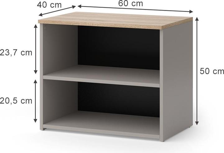 Actual product image Vicco Lowboard Wido, Greige/Sonoma, 60 x 50 cm mit 2 Fächern (60 x 50 x 40 cm)