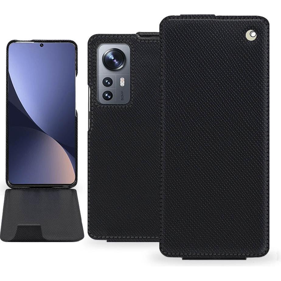 Noreve Lederschutzhülle vertikal (Xiaomi 12 Pro), Smartphone Hülle, Schwarz