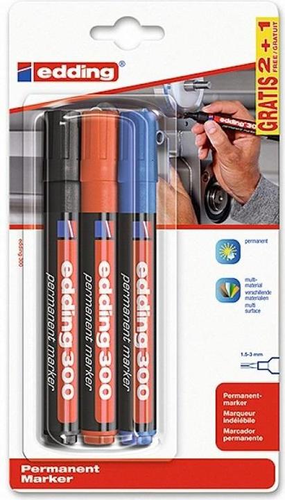 Produktbild Edding Permanent-Marker Farbig Assortiert 3 Stück (Mehrfarbig, 3 mm, 3 x)