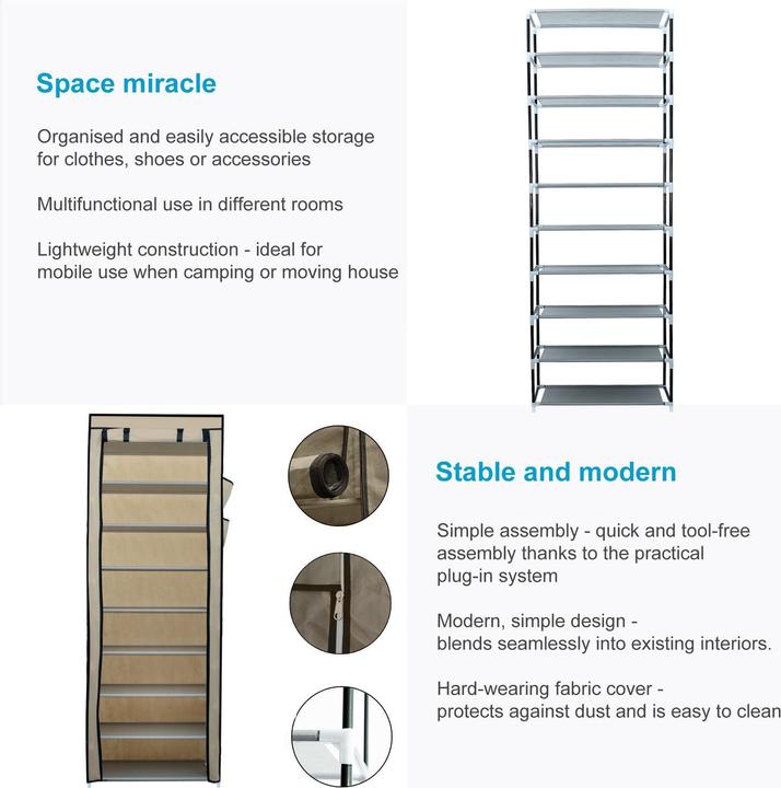 Actual product image Intirilife Faltbarer Stoffschrank (58.28 x 28 x 170 cm)