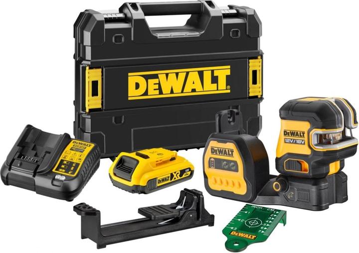 Actual product image DeWalt Nivel Láser autonivelante VERDE de líneas en cruz + 5 puntos XR 18V/12V con batería 18V LiIon 2Ah
