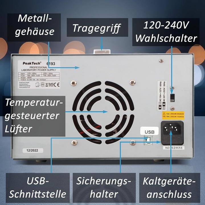 Actual product image Peaktech Laboratory Power Supply with USB and Software