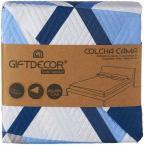 Actual product image Giftdecor Bedspread reversible bed 180x260 blue triangles (180 x 260 cm)