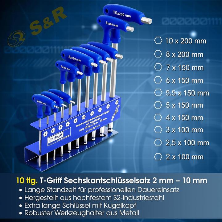 Actual product image S&R 10-teiliges Innensechskantschlüssel-Set