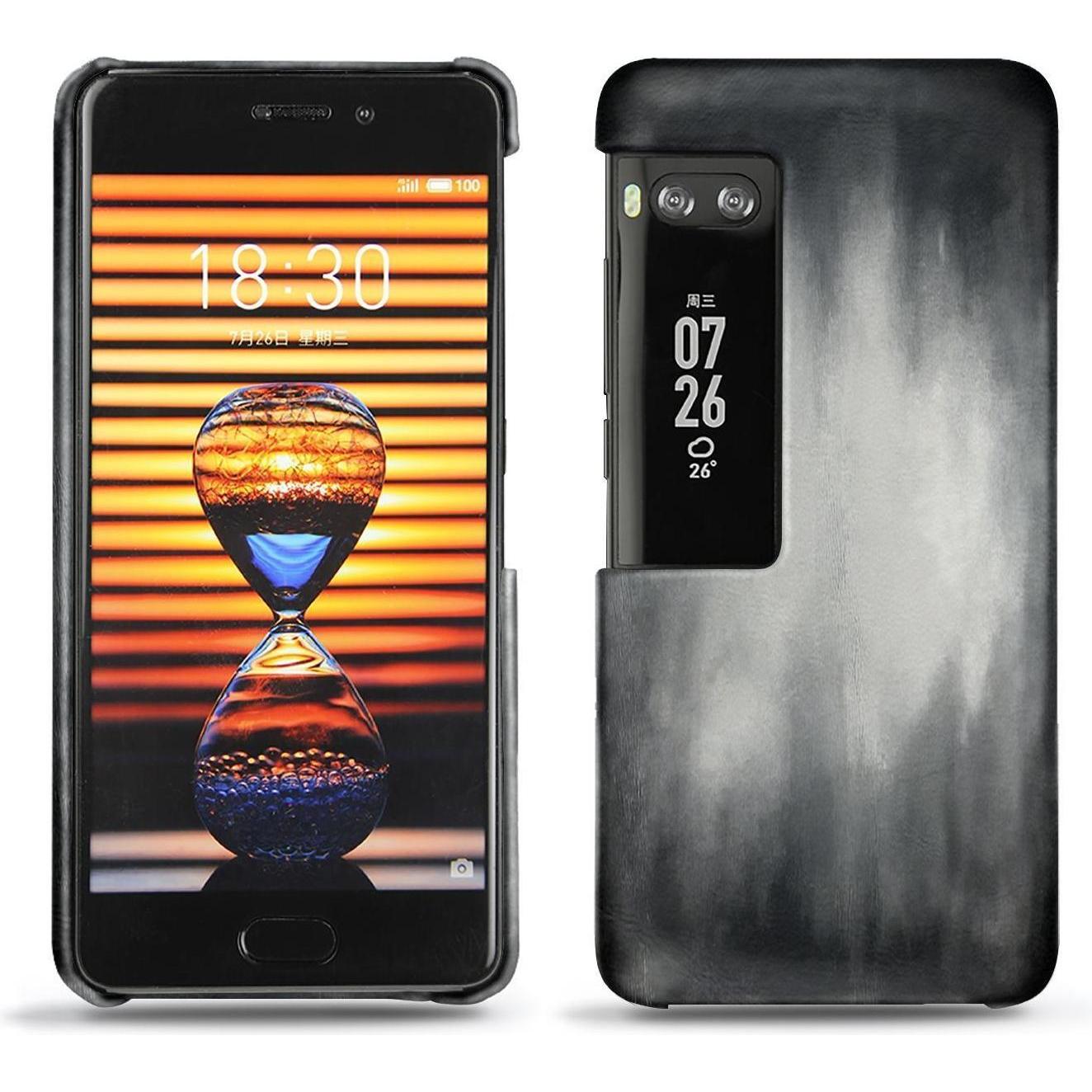 Noreve Lederschutzhülle (Meizu Pro 7 Plus), Smartphone Hülle, Grau