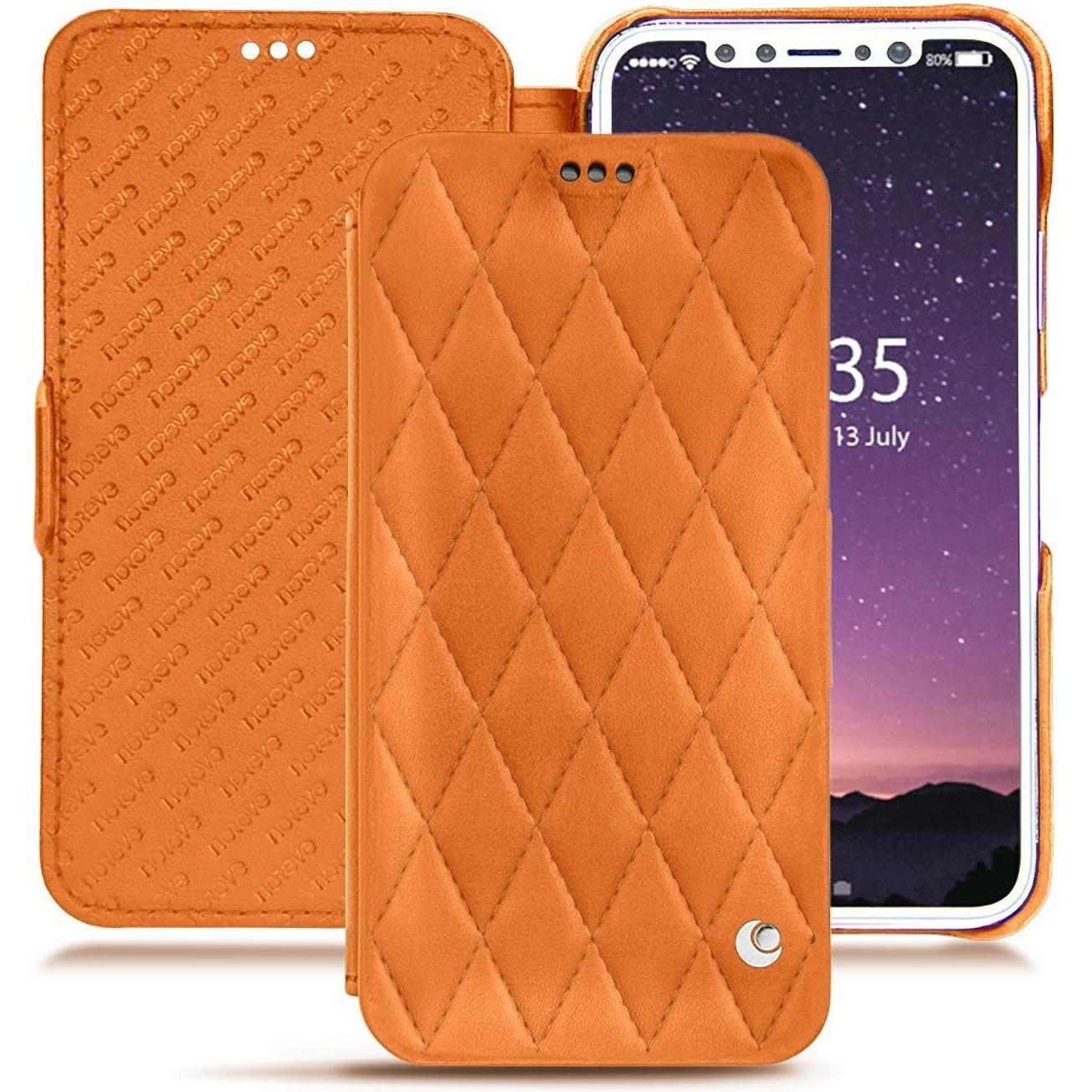 Noreve Lederschutzhülle horizontal (Apple iPhone XS), Smartphone Hülle, Orange