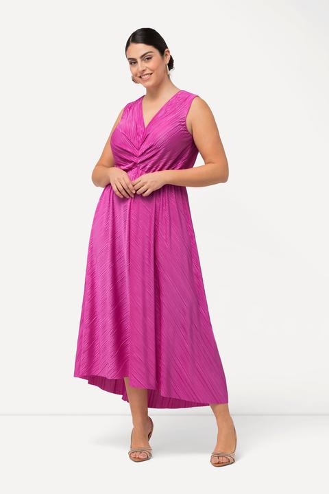 Produktbild Ulla Popken Plissee-Maxikleid, drapiert, V-Ausschnitt, ärmellos (50)